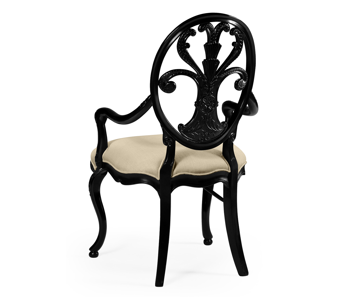 Sheraton Black Oval Back Arm Chair