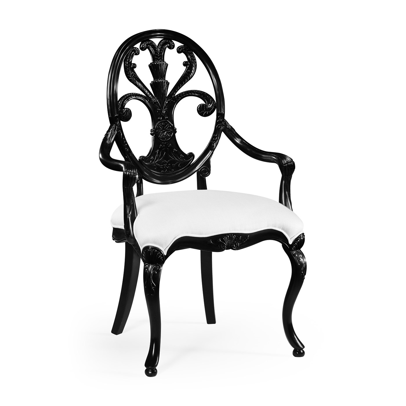 Sheraton Black Oval Back Arm Chair