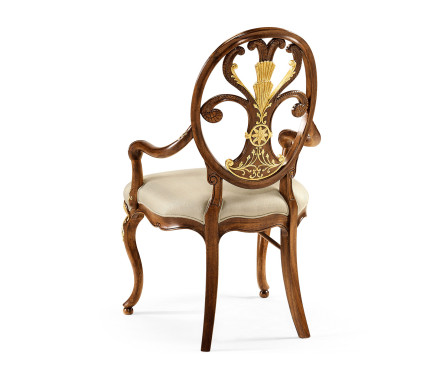 Sheraton Walnut Oval Back Arm Chair