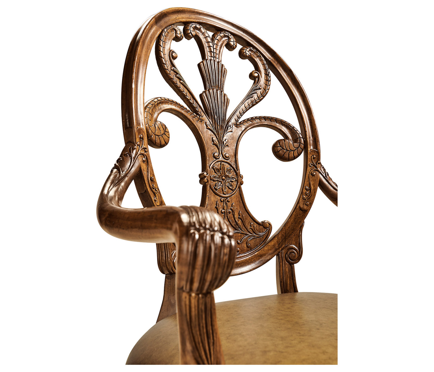 Sheraton Walnut Oval Back Arm Chair