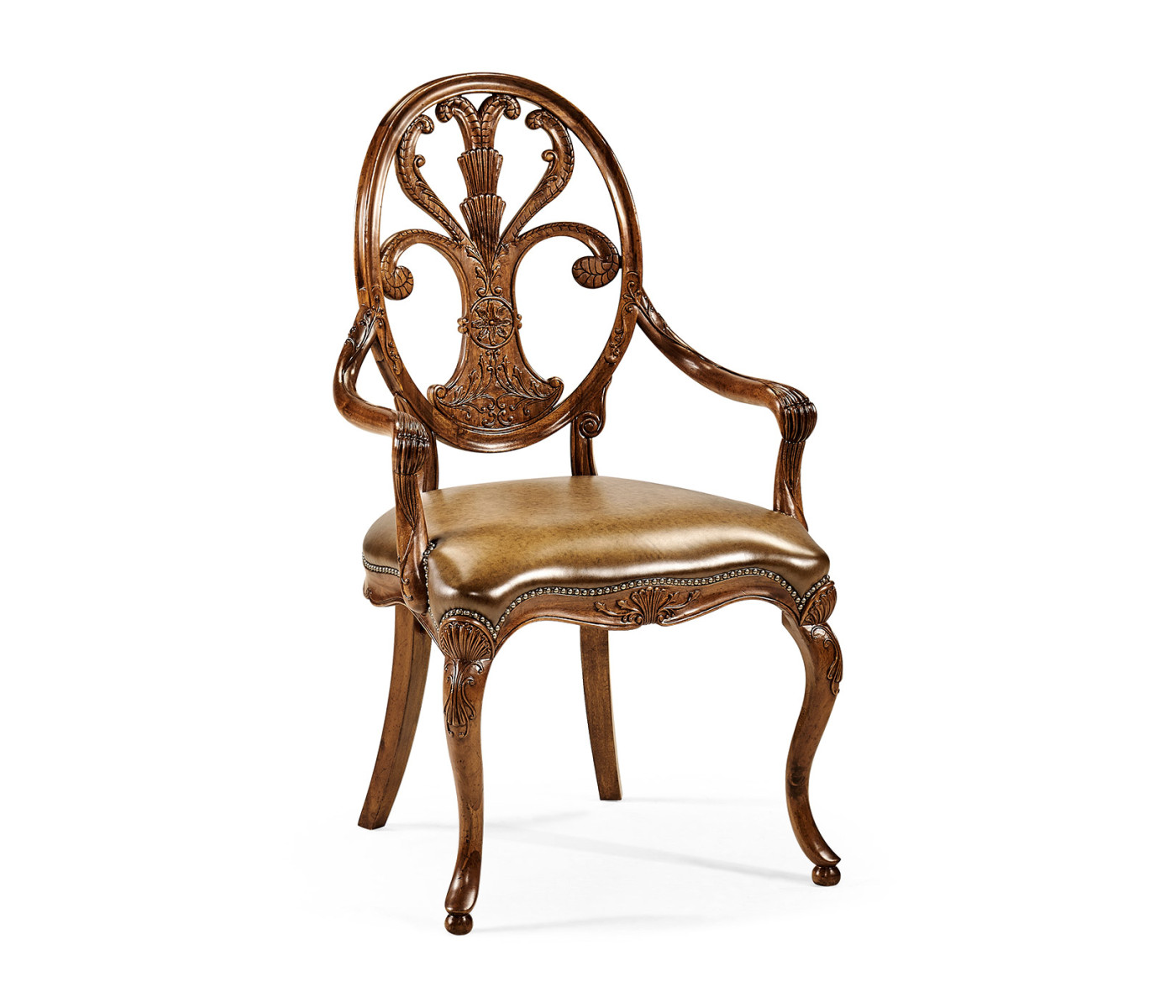 Sheraton Walnut Oval Back Arm Chair
