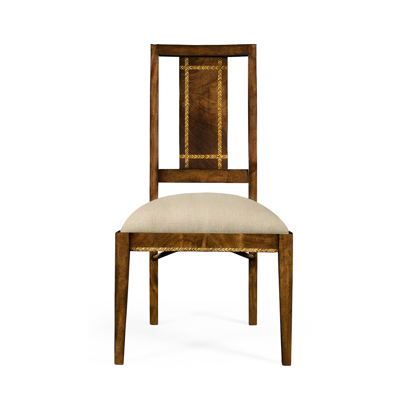 Craftsman's mahogany dining occasional chair with herringbone inlay detail (Side)