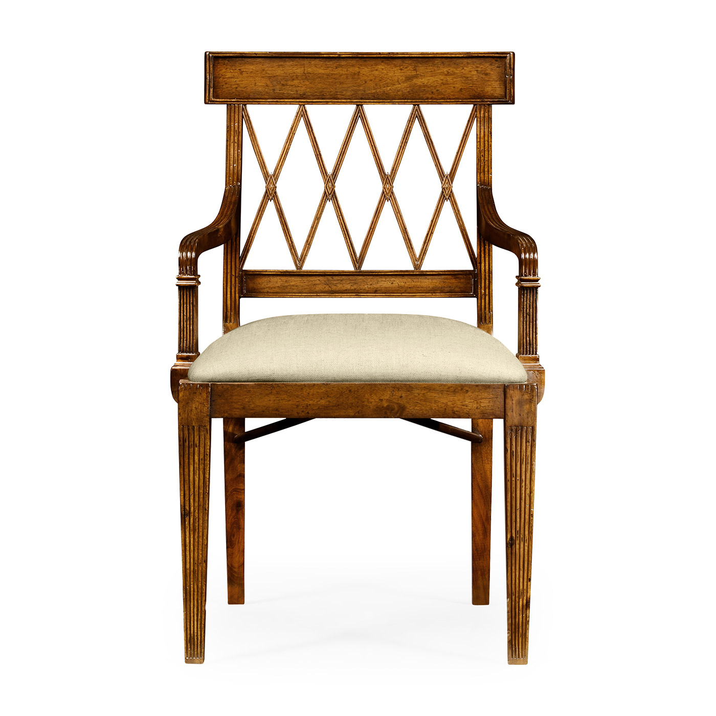 Regency Style Lattice Back Dining Arm Chair