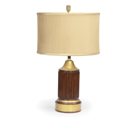 Round Fluted Mahogany Table Lamp