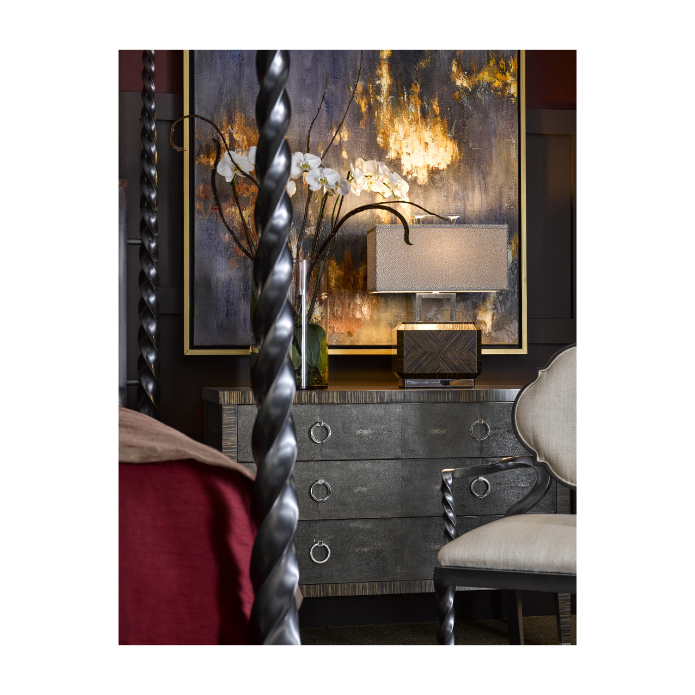 Tea Caddy Faux Macassar Table Lamp