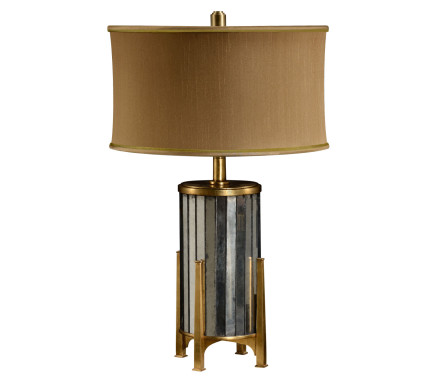 Églomisé and Gilded Metal Table Lamp