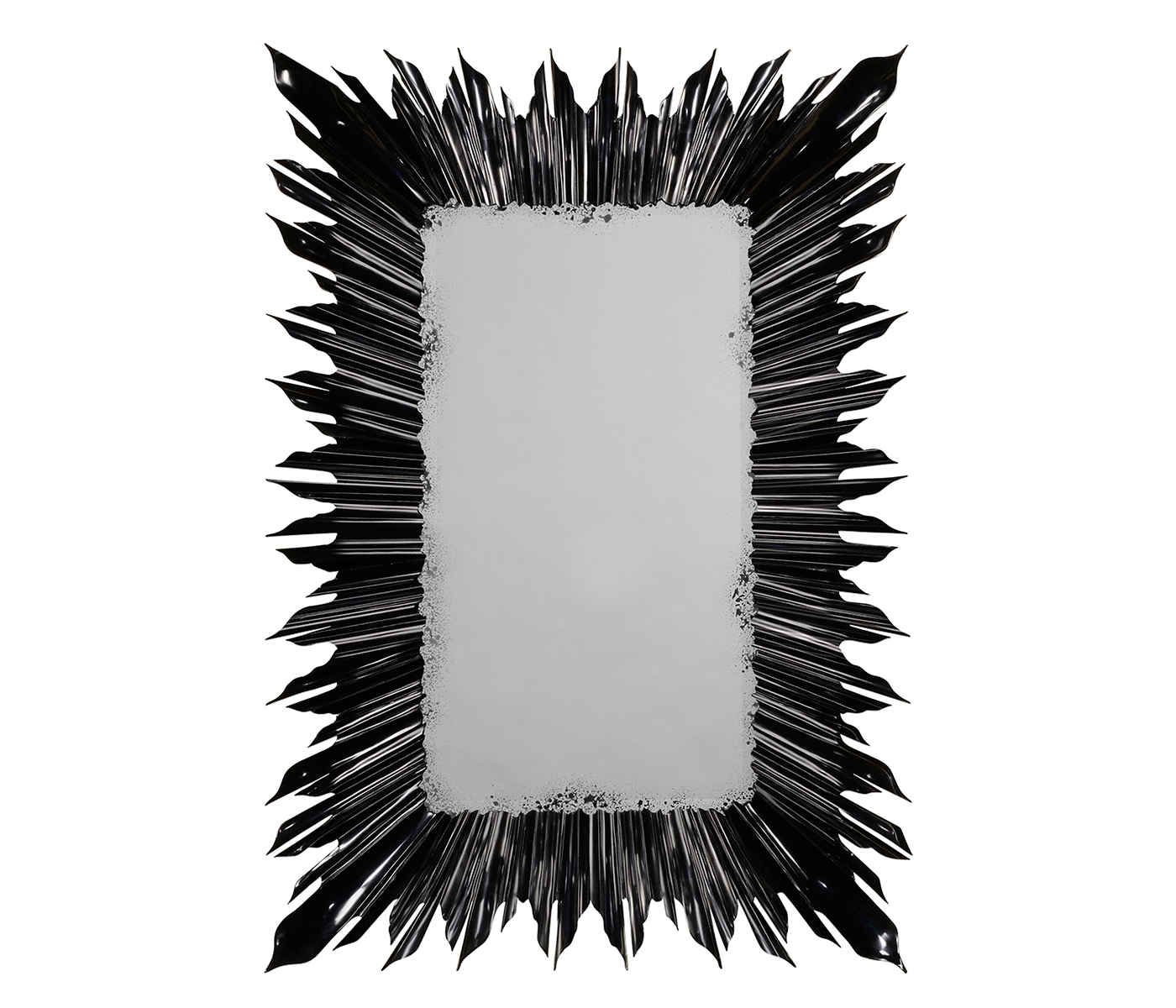 Black finish rectangular sunburst mirror