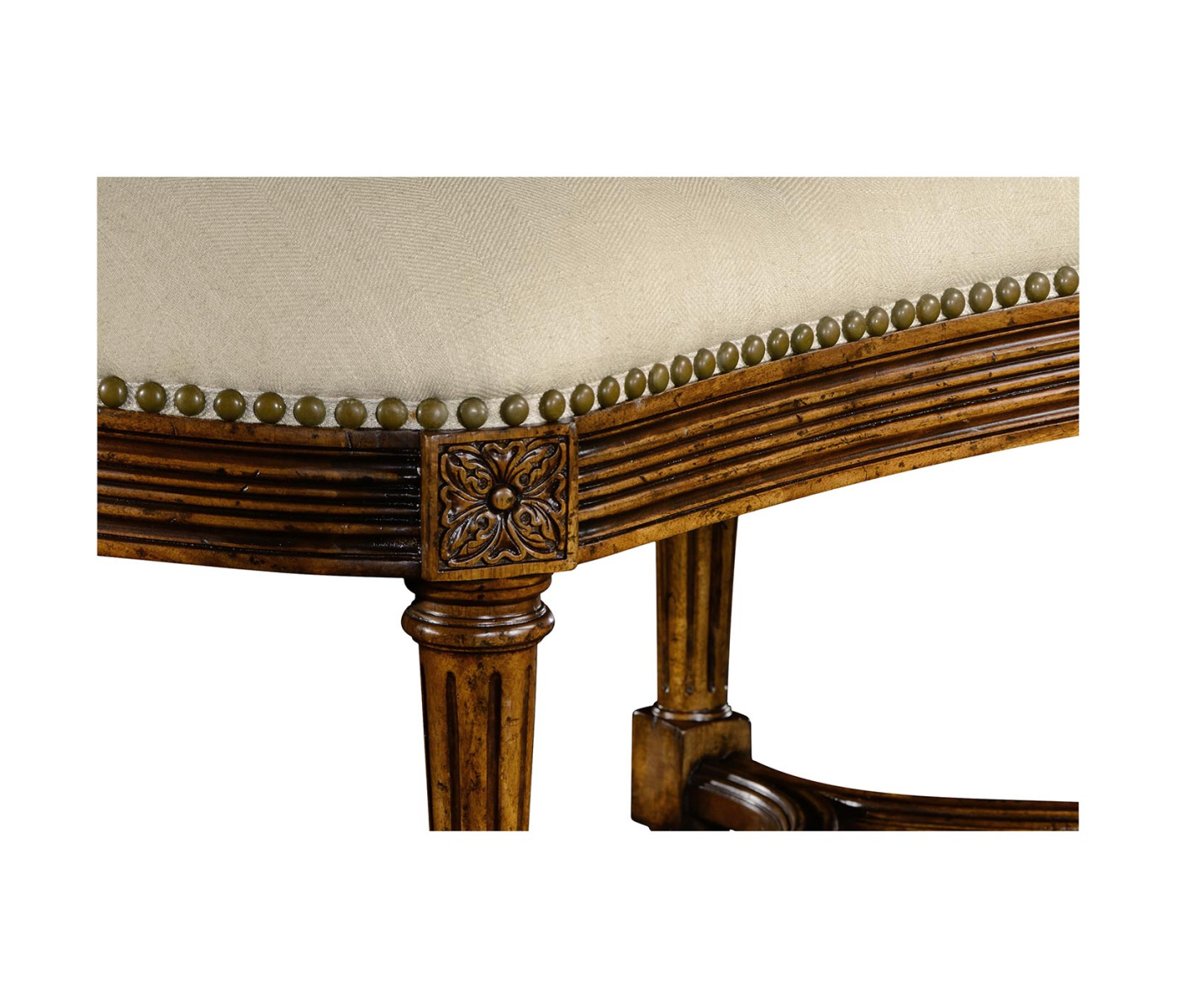 Padded Curved Walnut Window Seat