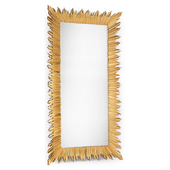Gilded floor standing rectangular sunburst mirror