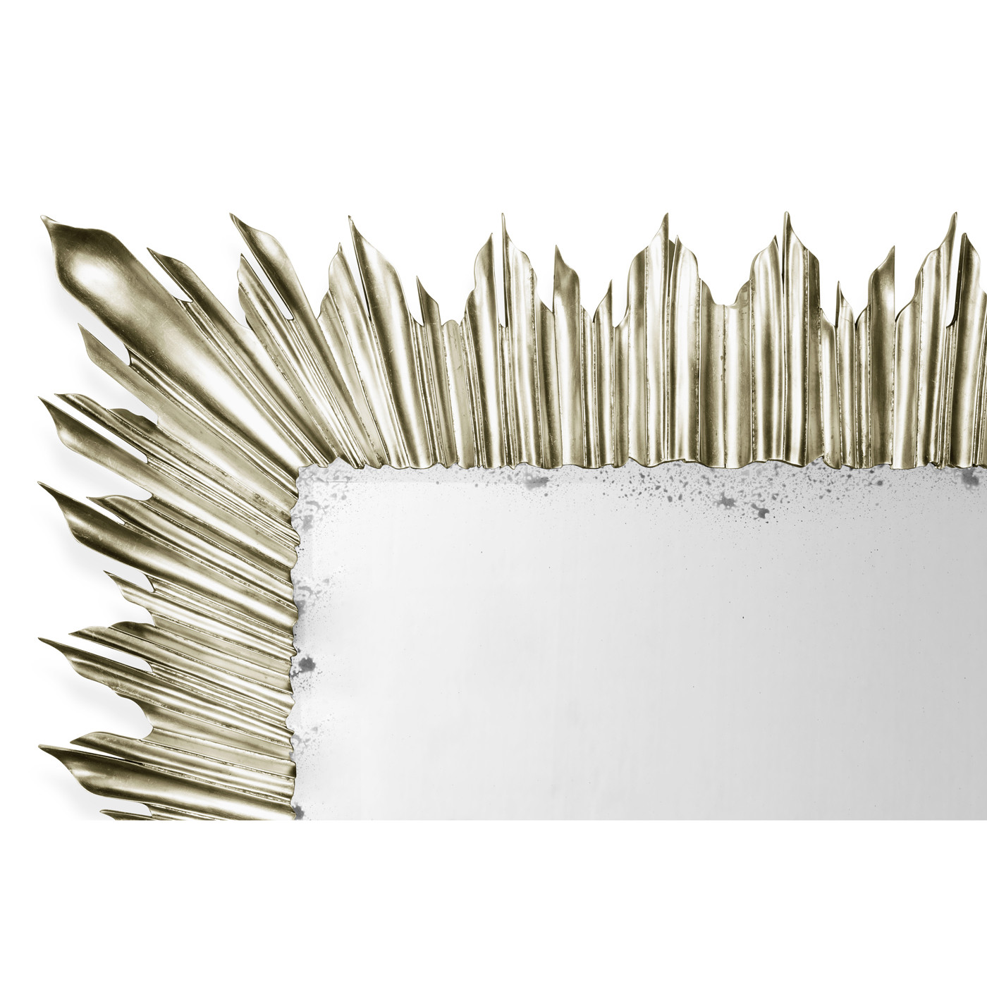 Silvered floor standing rectangular sunburst mirror