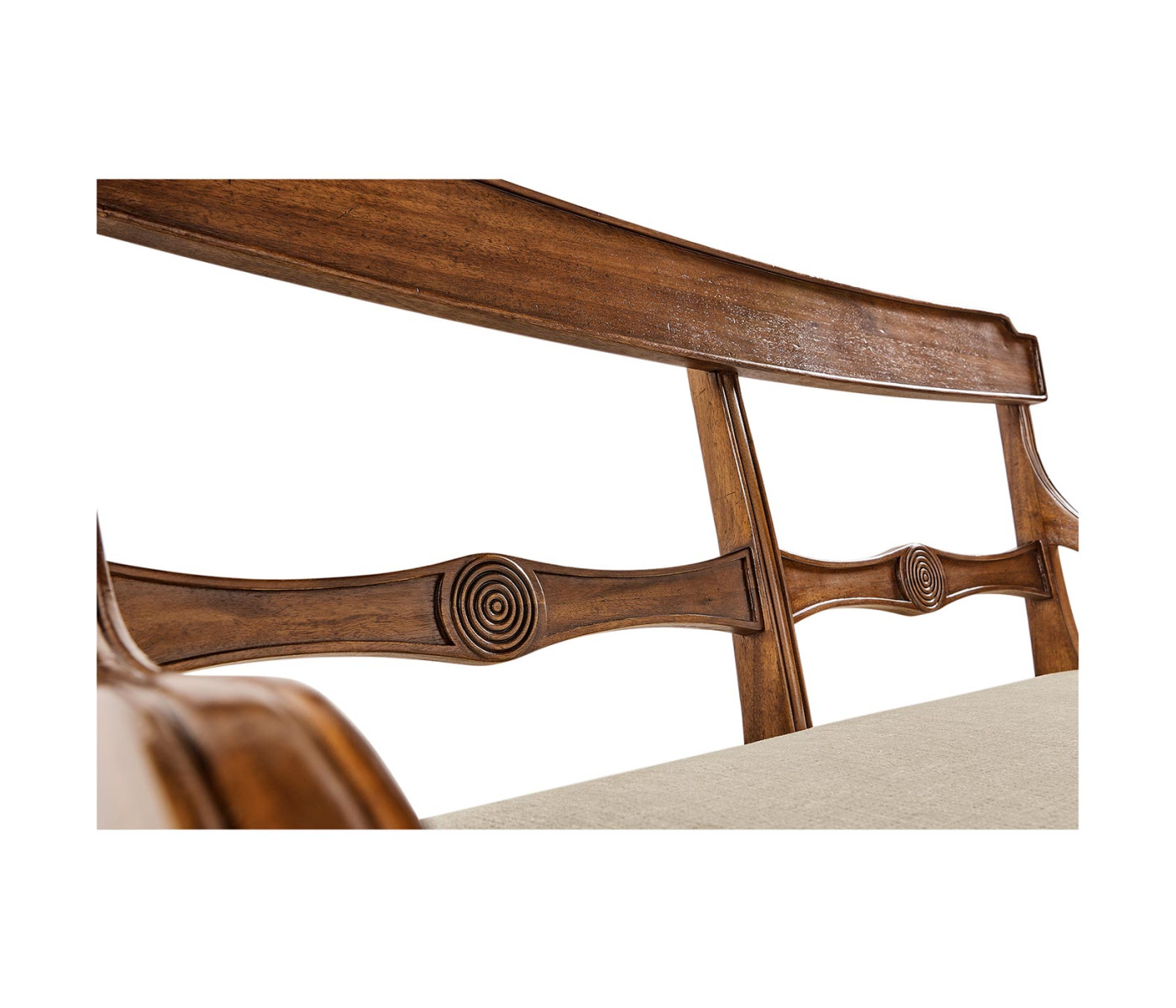 Regency Walnut Bench with Scrolling Arms