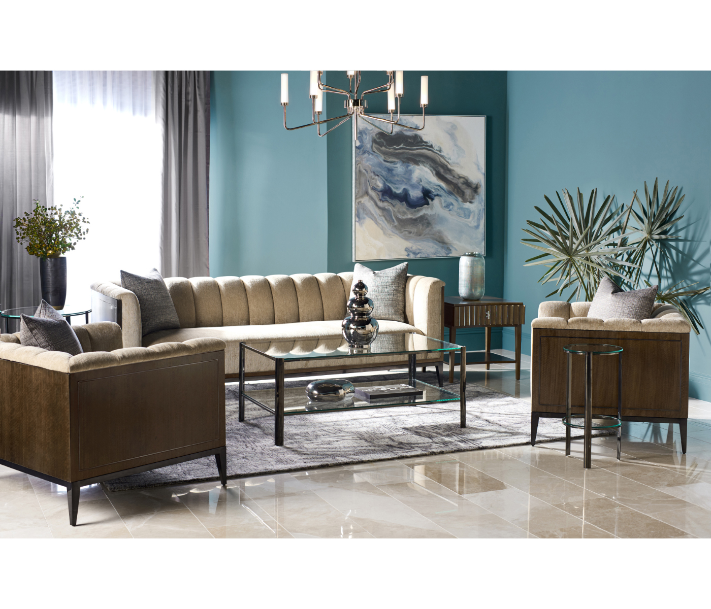 Gatsby Round Black Nickel End Table