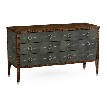 Faux Macassar Ebony & Anthracite Shagreen Double Chest of Drawers