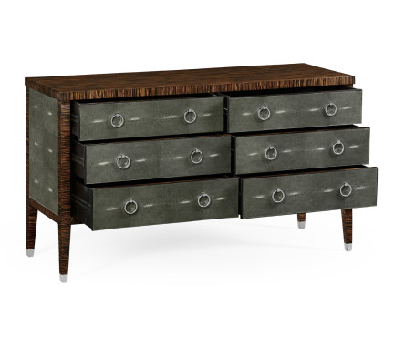 Faux Macassar Ebony & Anthracite Shagreen Double Chest of Drawers