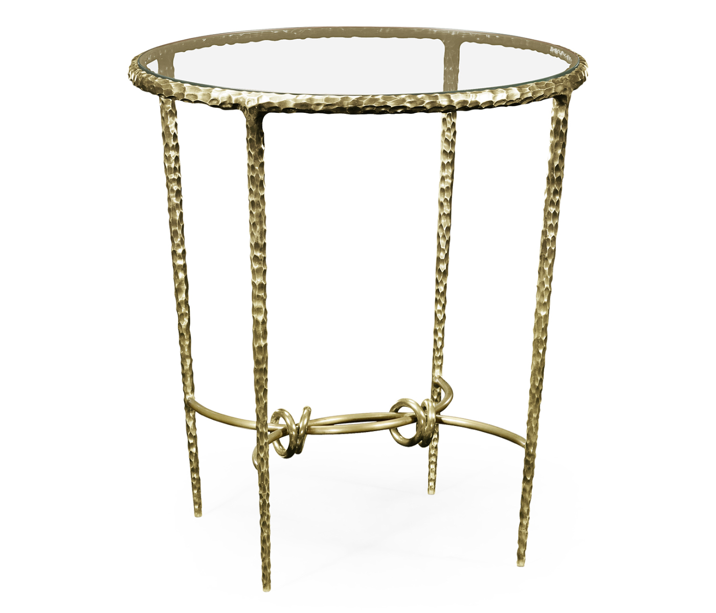 Hammered Light Brown Brass Circular Side Table