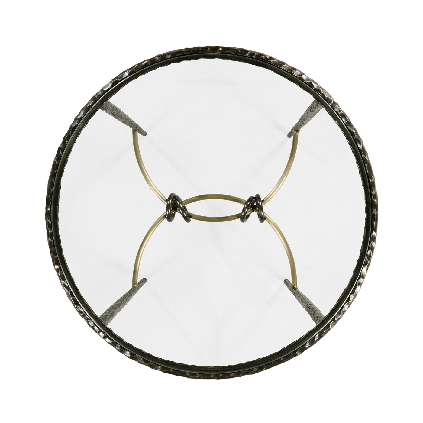 Hammered Antique Black Brass Circular Side Table