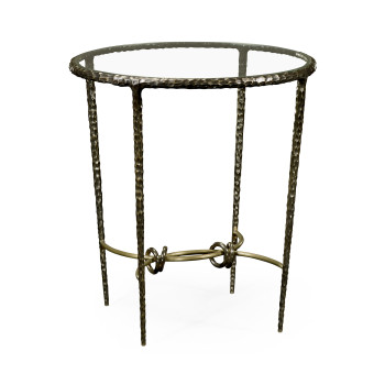 Hammered Antique Black Brass Circular Side Table