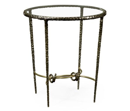 Hammered Antique Black Brass Circular Side Table