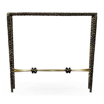 Hammered Antique Black Brass Rectangular Side Table