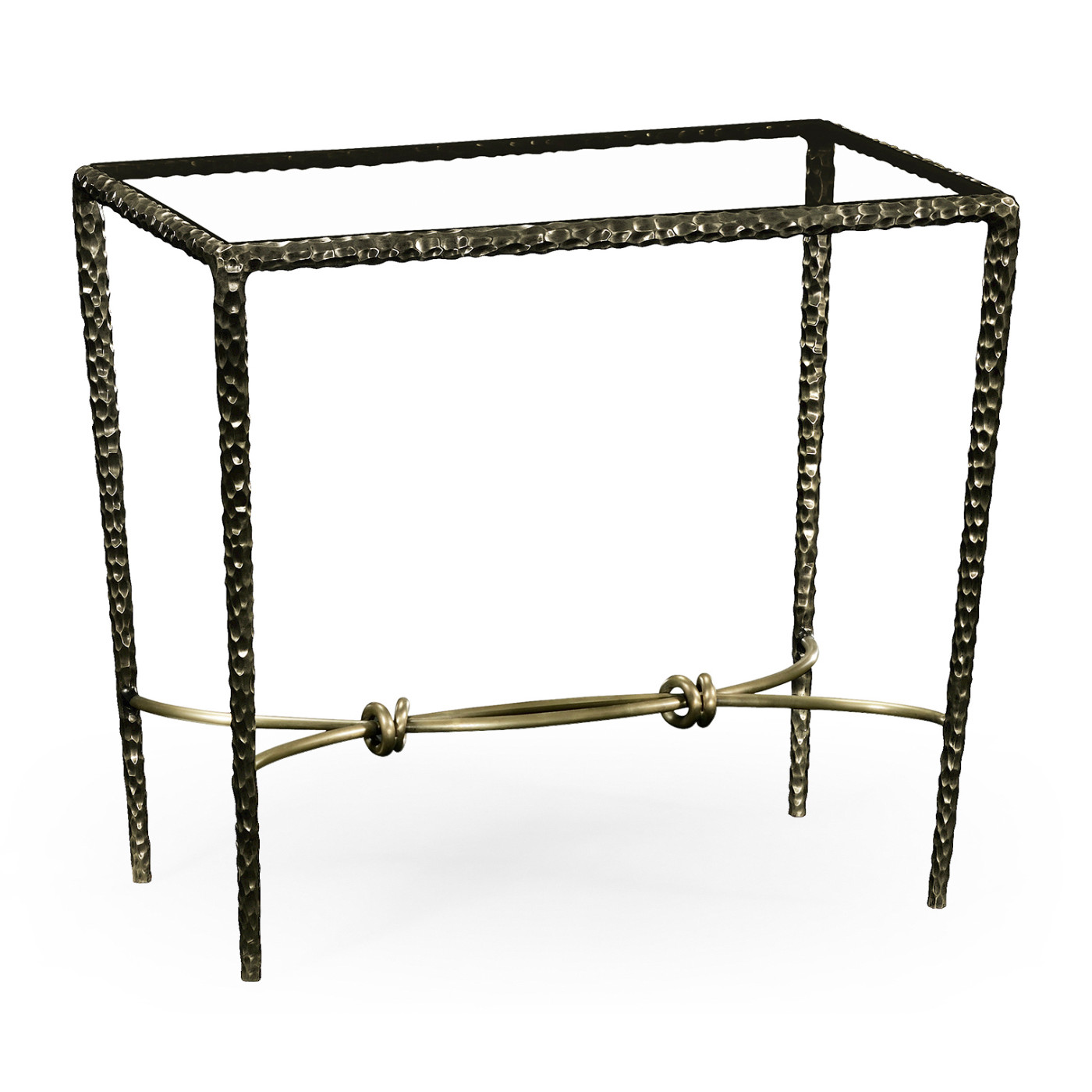 Hammered Antique Black Brass Rectangular Side Table