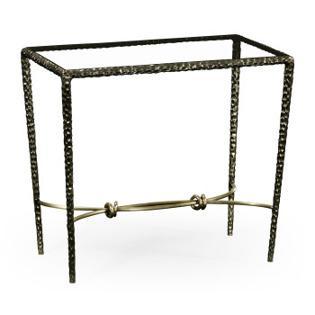Hammered Antique Black Brass Rectangular Side Table