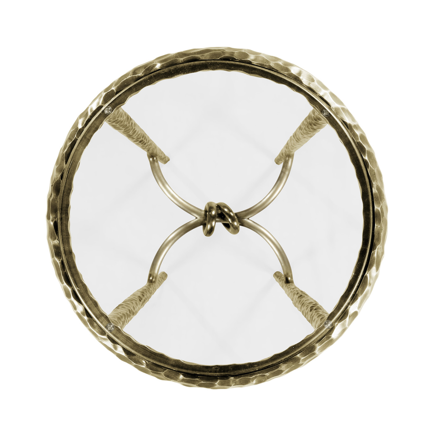 Brass hammered iron circular wine table