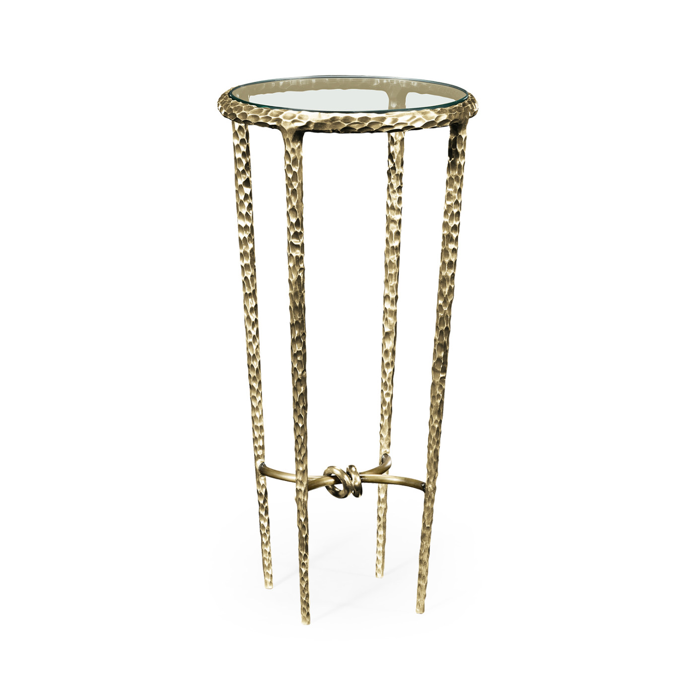 Brass hammered iron circular wine table