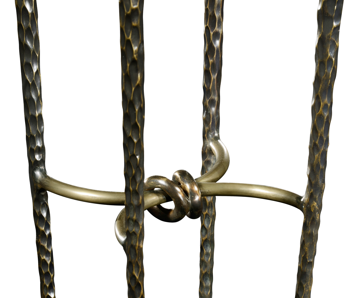 Bronze finish hammered iron circular wine table