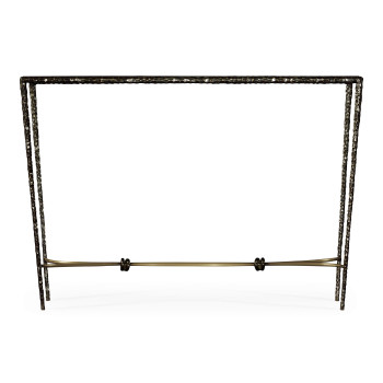Hammered Antique Black Brass Rectangular Console