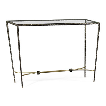 Hammered Antique Black Brass Rectangular Console