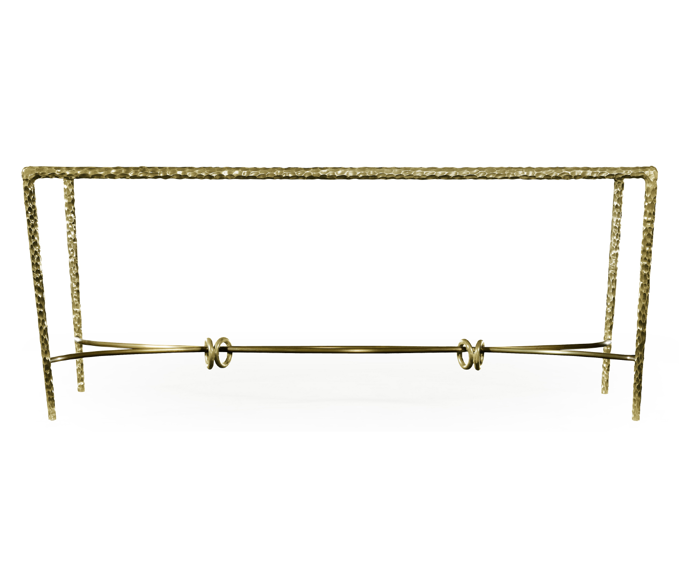 Hammered Light Brown Brass Rectangular Coffee Table