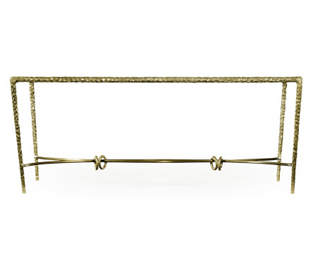 Hammered Light Brown Brass Rectangular Coffee Table