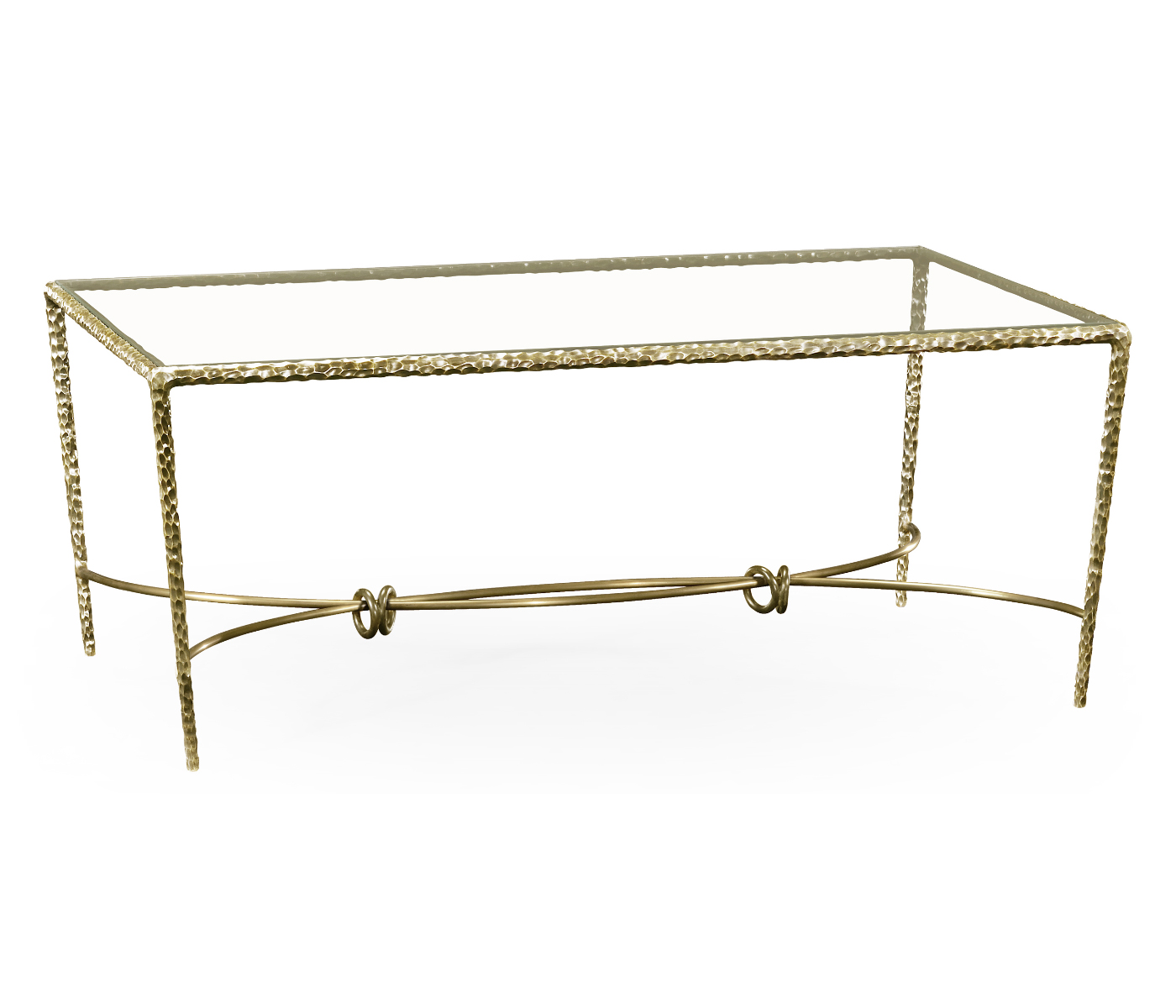Hammered Light Brown Brass Rectangular Coffee Table