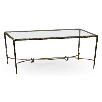 Hammered Anitque Black Brass Rectangular Coffee Table