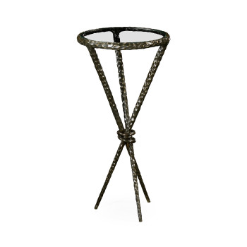 Hammered Antique Black Brass Circular Wine Table