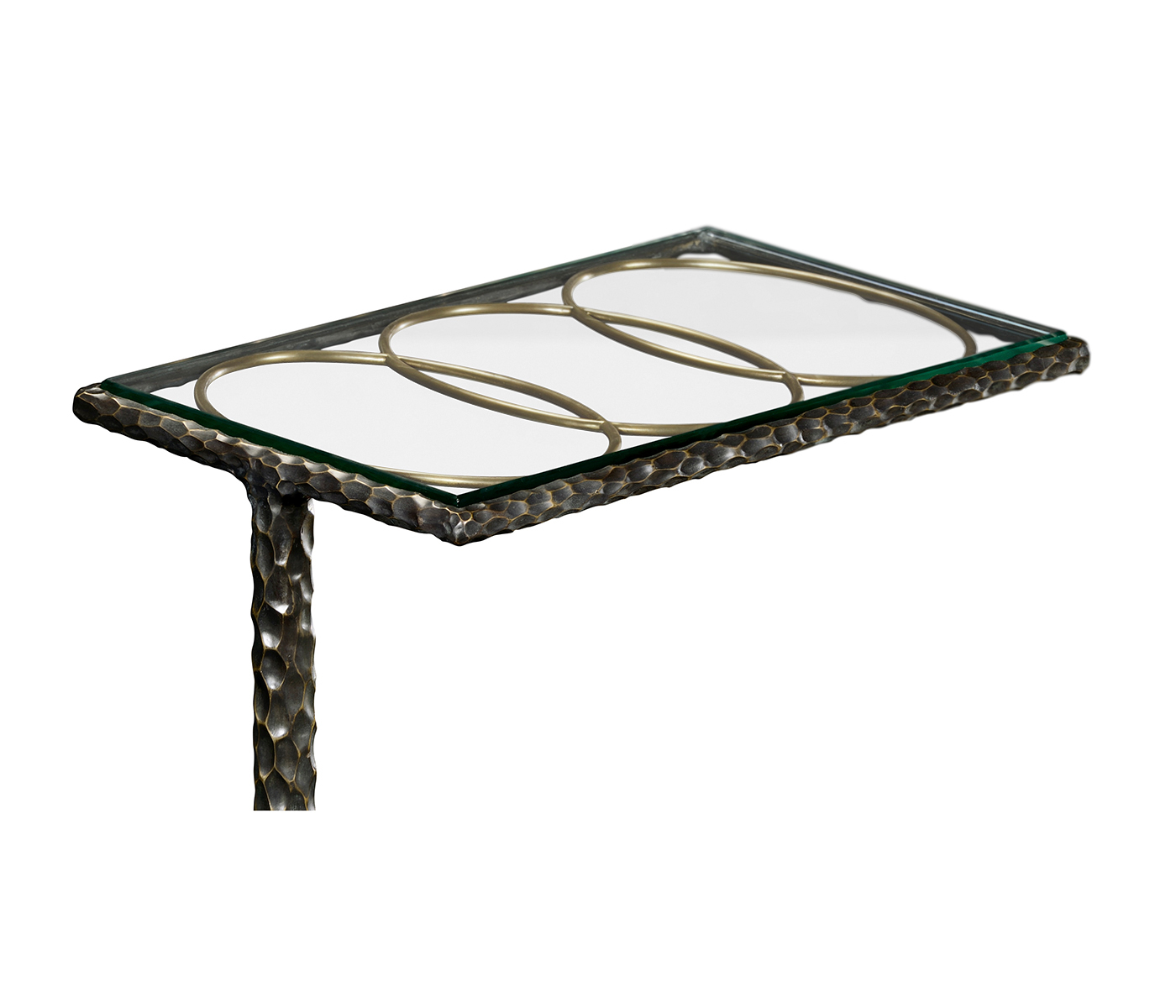 Hammered Antique Black Brass Sofa Drinks Table