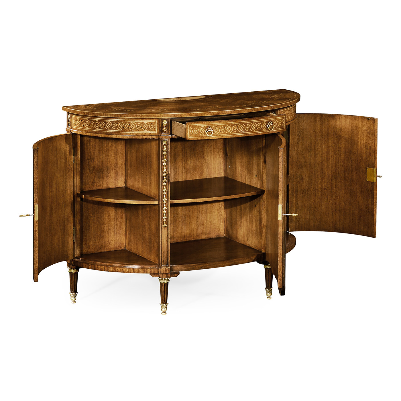 Sheraton Style Bowfront Light Walnut Commode