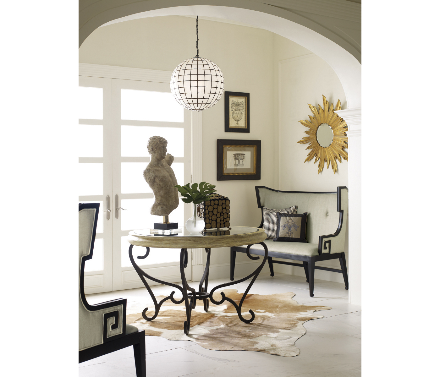 Greek Key Design Black Biedermeier Settee