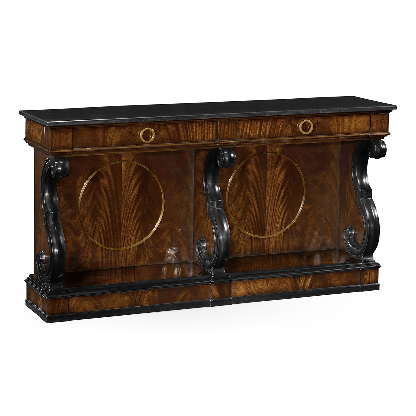 Mahogany Regency style buffet with scroll brackets