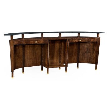 Mahogany semi circular five panel registration desk with fine inlays