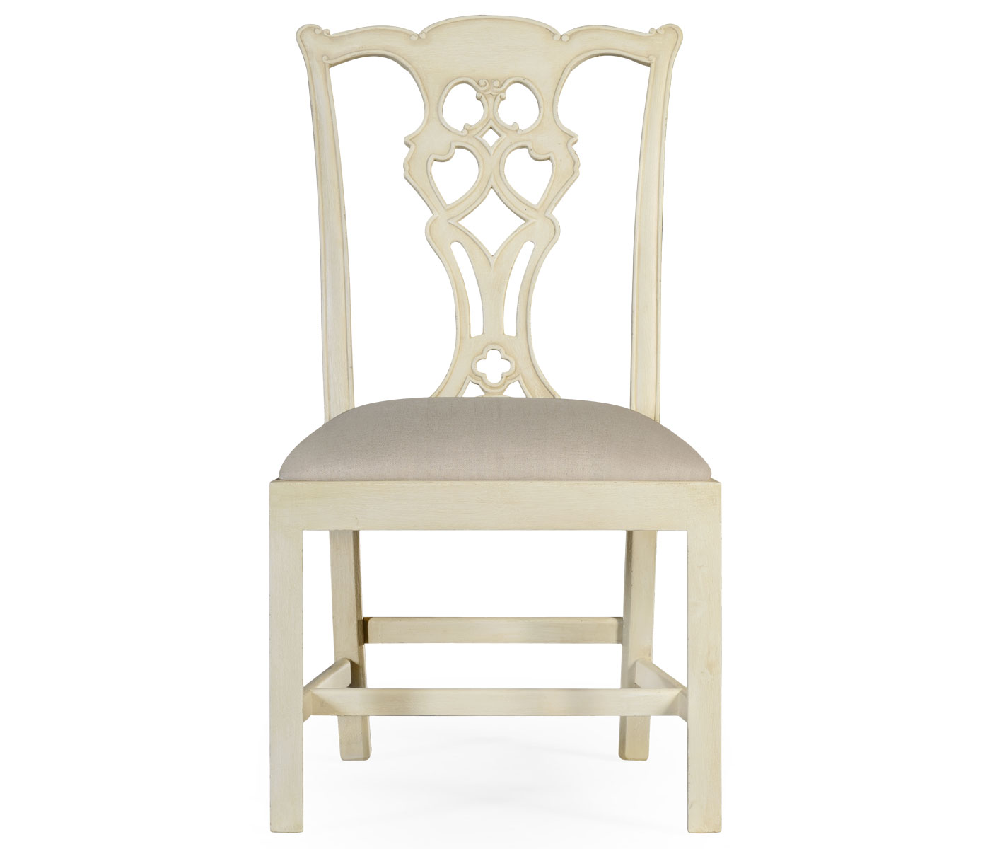 Windsor Chippendale Grey Linen Side Chair