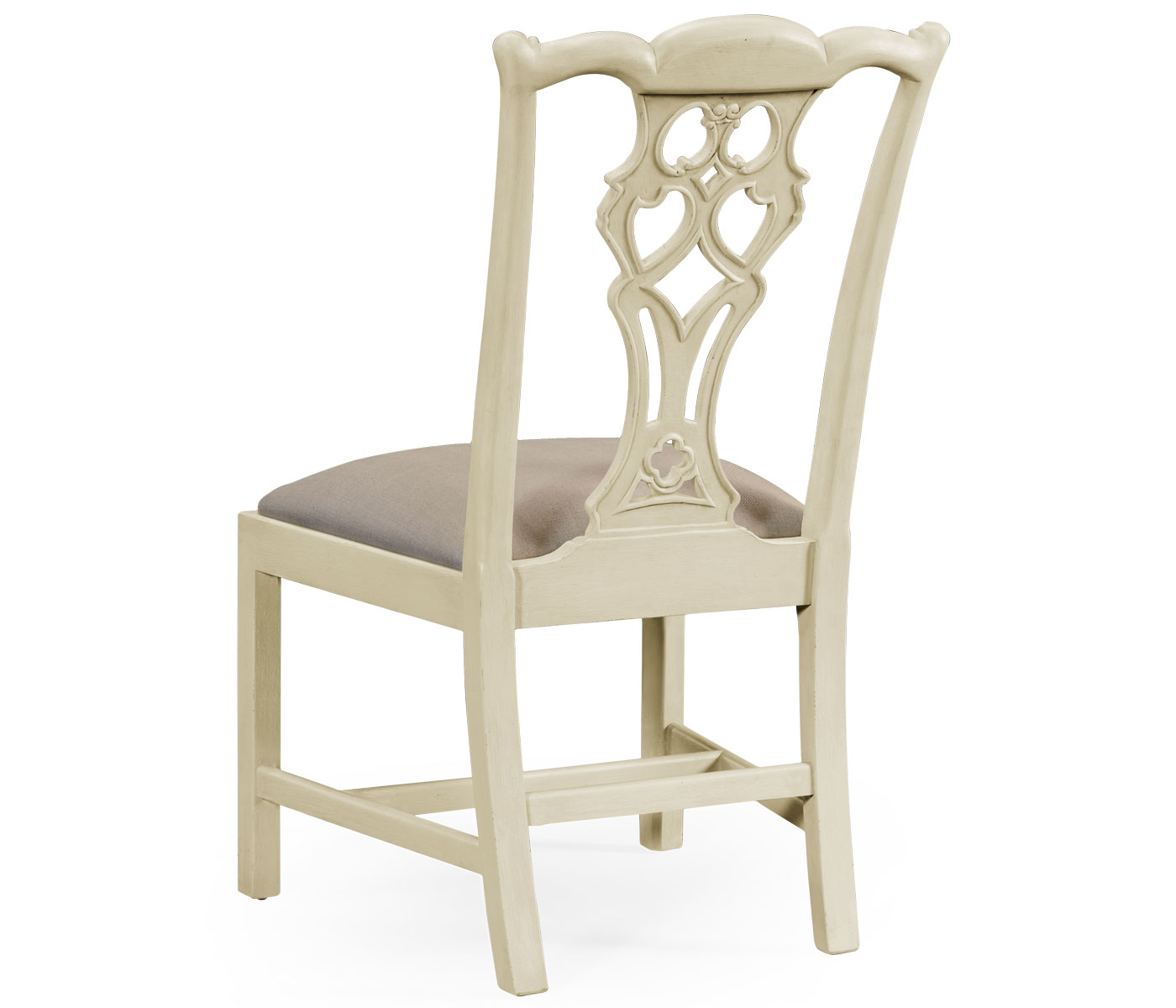 Windsor Chippendale Grey Linen Side Chair