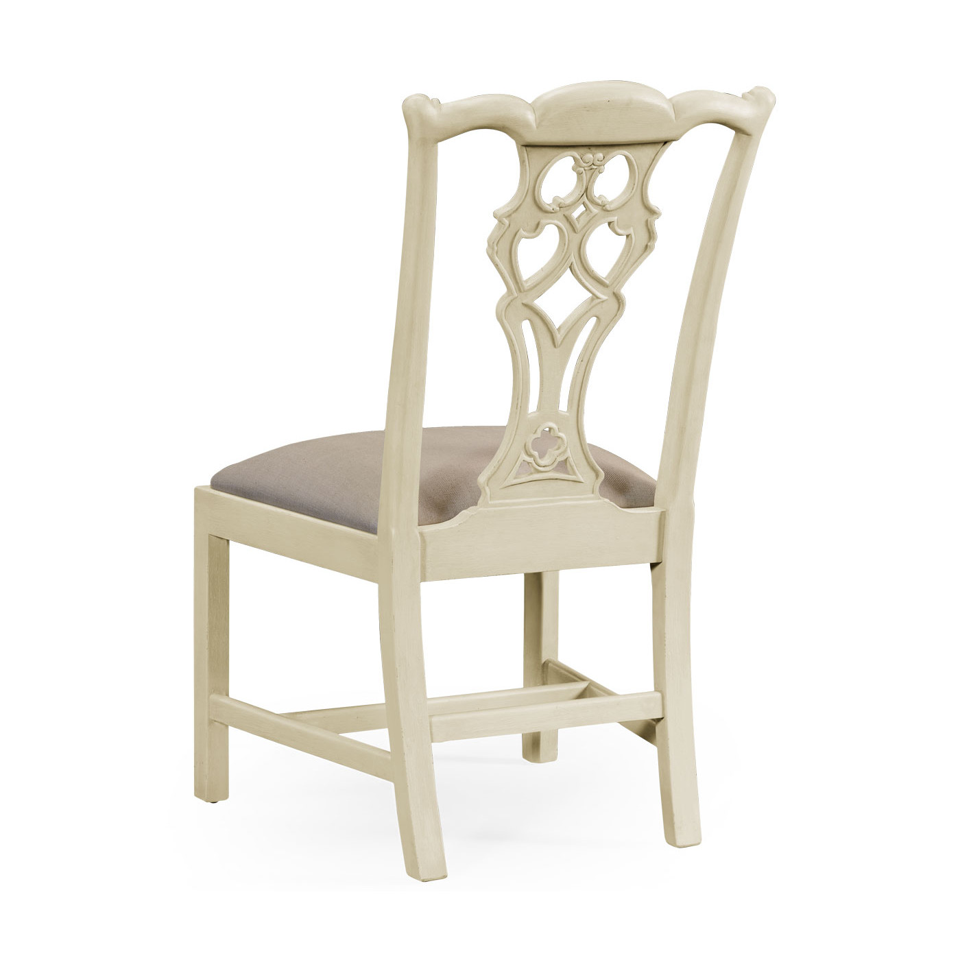 Windsor Chippendale Grey Linen Side Chair