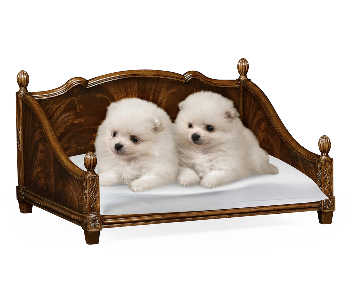 Rectangular Four Poster Mahogany Dog Bed