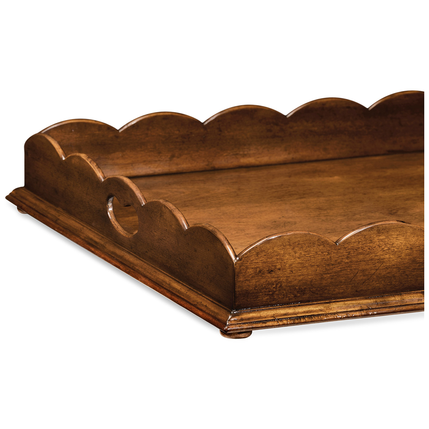 Large Scallopped Walnut Tray
