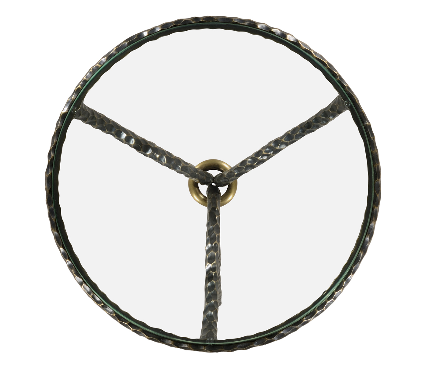 Bronze hammered circular wine table curved legs