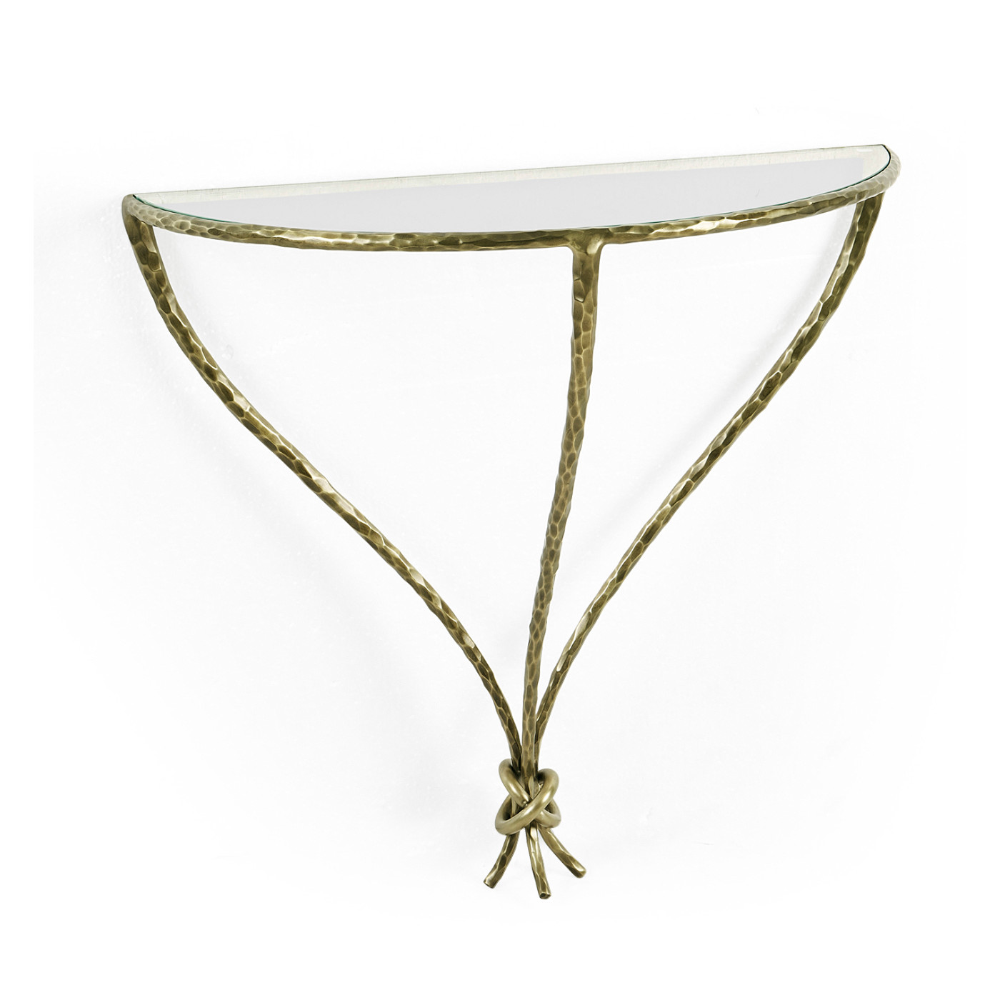 Hammered Light Brown Brass Wall Mounted Bracket Table