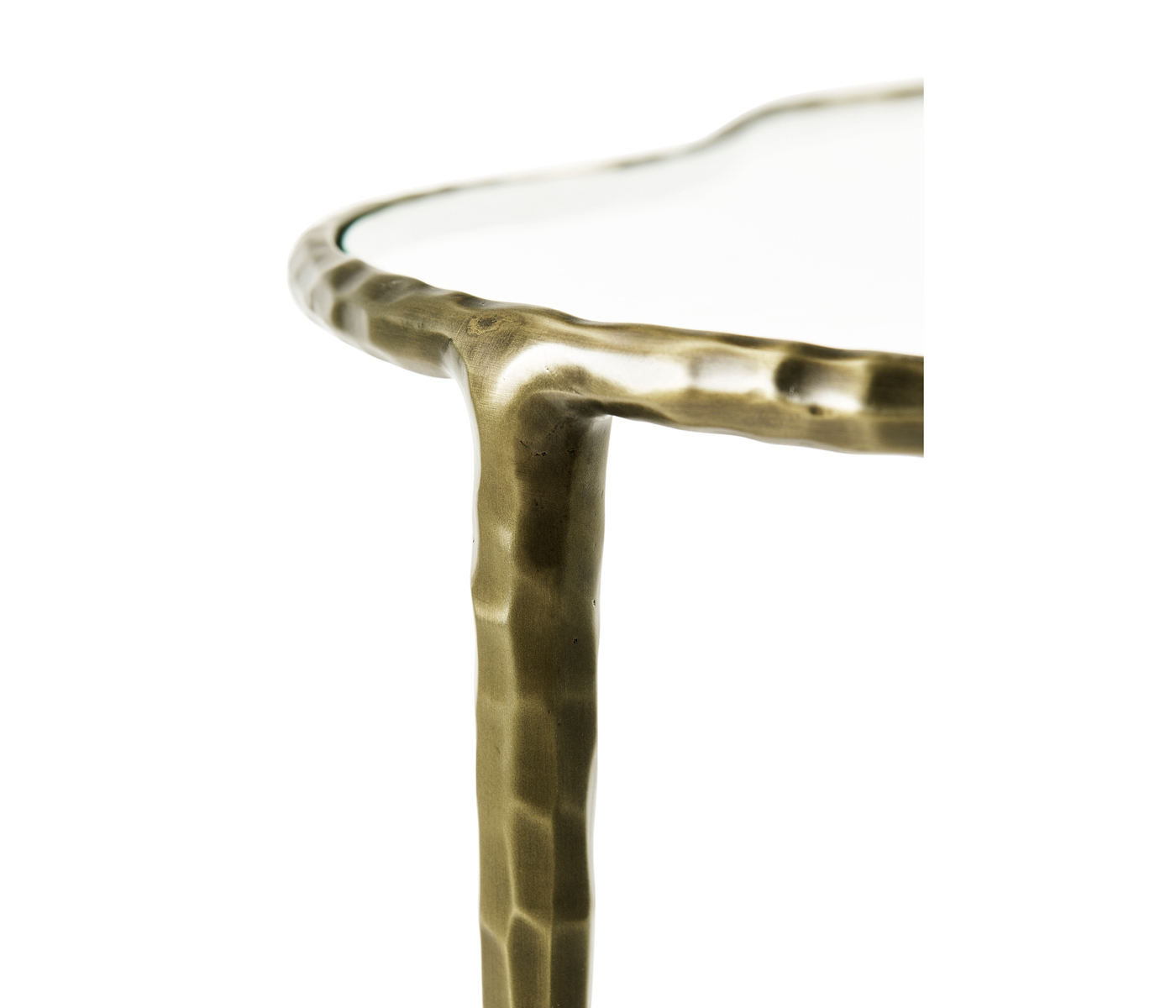 Hammered Light Brown Brass Freeform Lamp Table