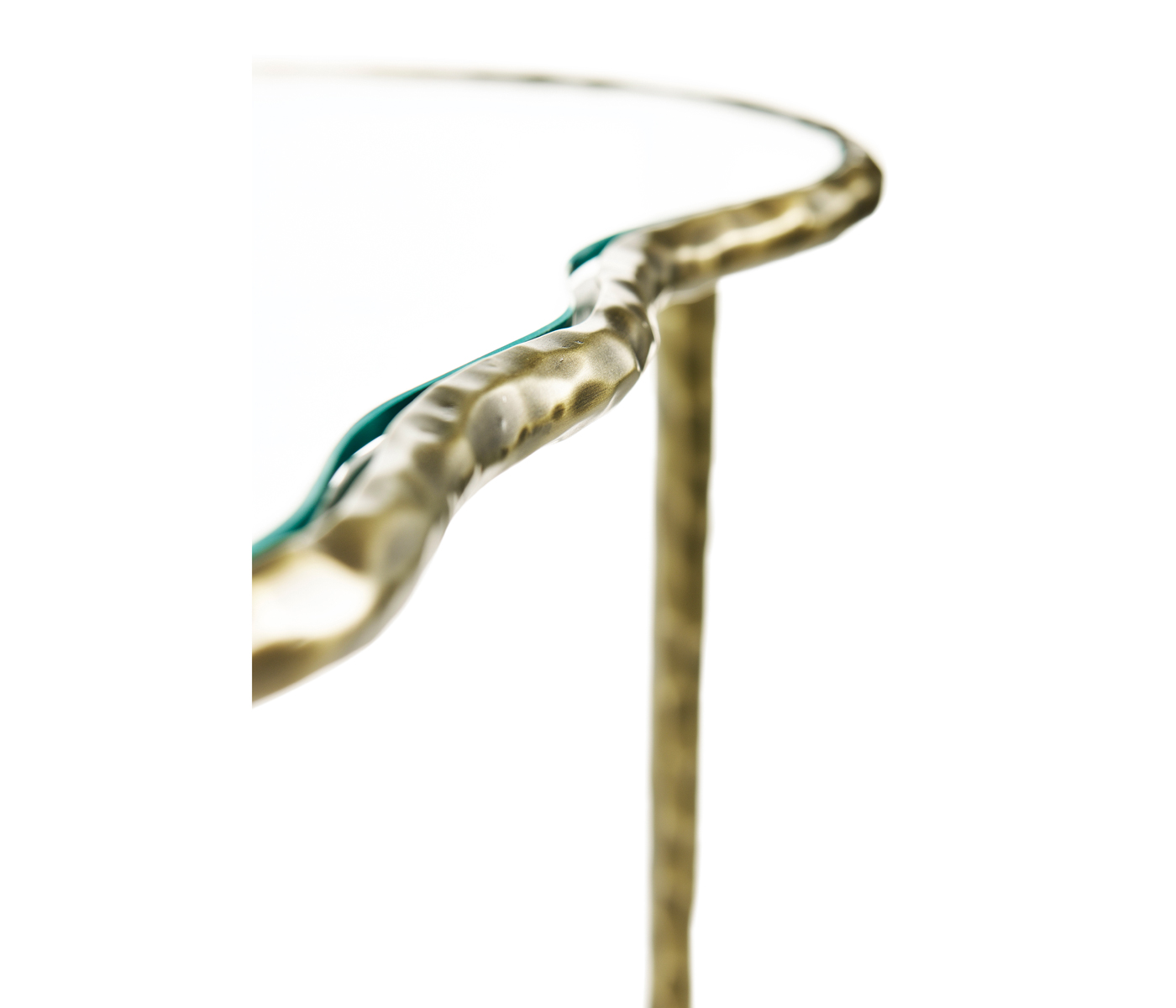 Hammered Light Brown Brass Freeform Lamp Table