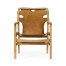 Midcentury Style Slung Medium Antique Chestnut Leather & Light Oak Easy Chair